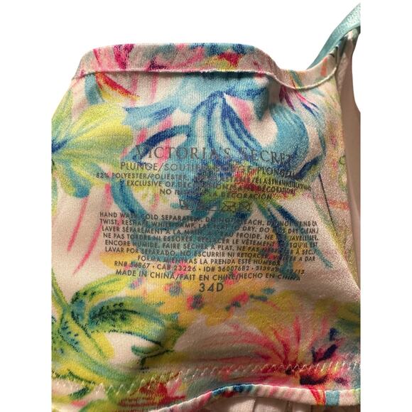 Victoria’s Secret Plunge Push Up Bra Floral Print Size 34D - Picture 3 of 4